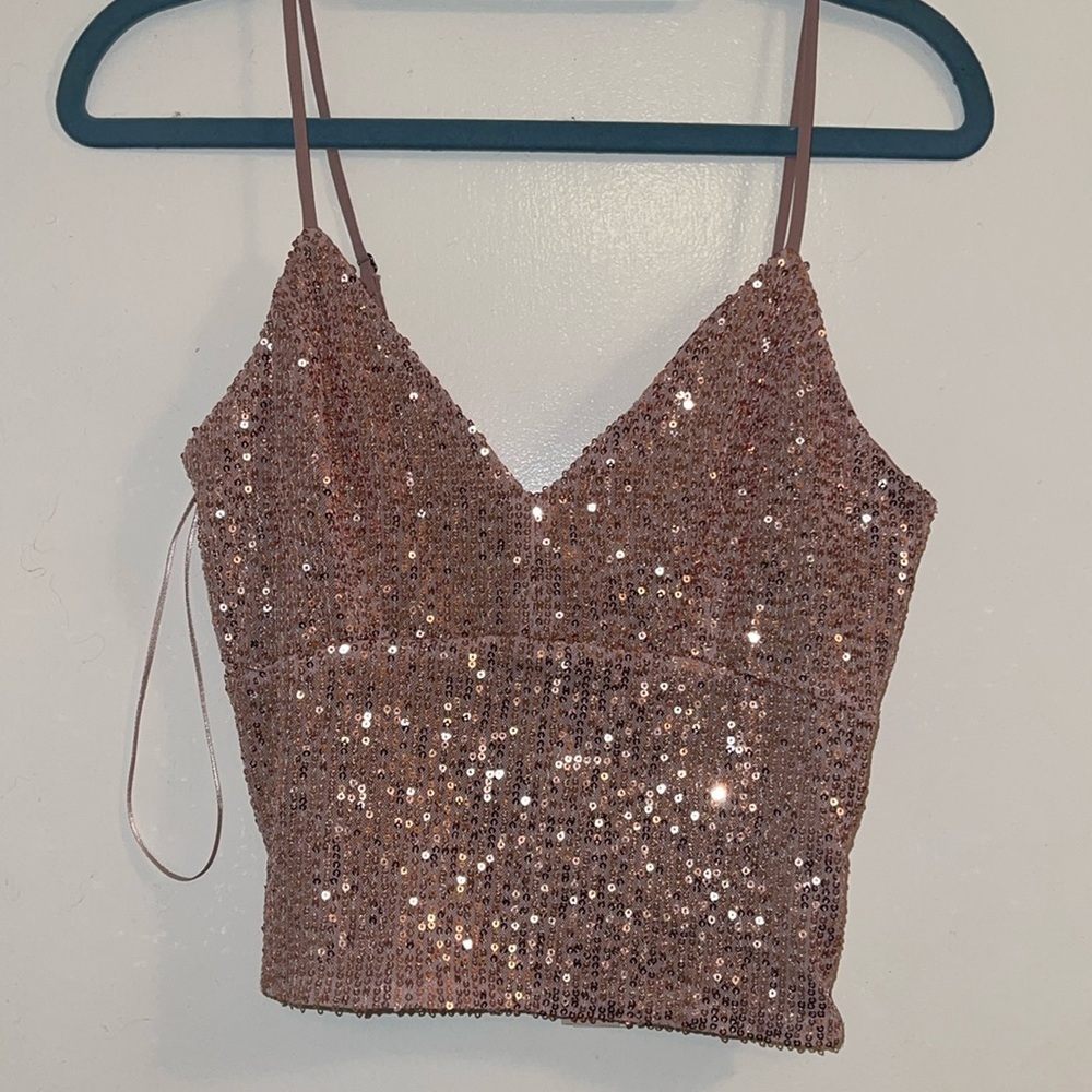 AQUA Sequins Crop Top XS